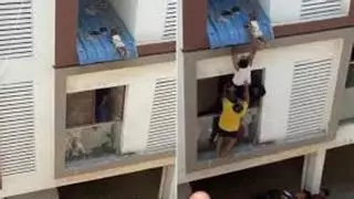 El vídeo viral del rescate de una bebé a punto de caer de un segundo piso