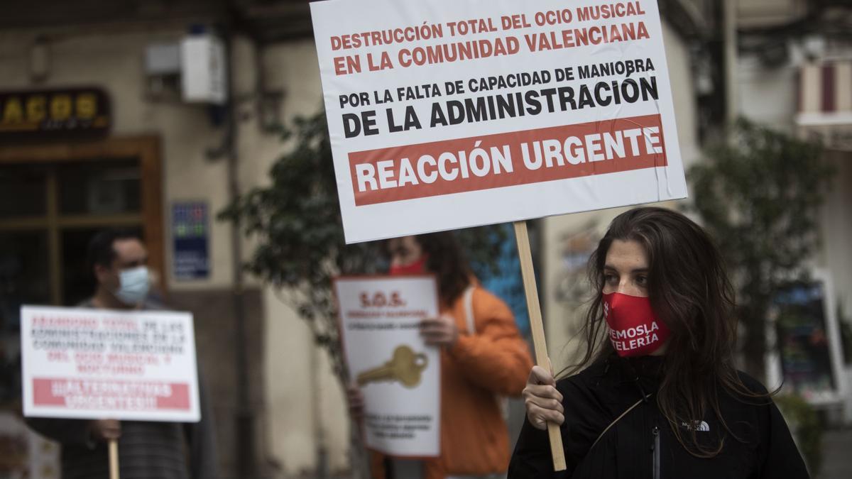 Protestas del ocio nocturno en València, castigado por la pandemia