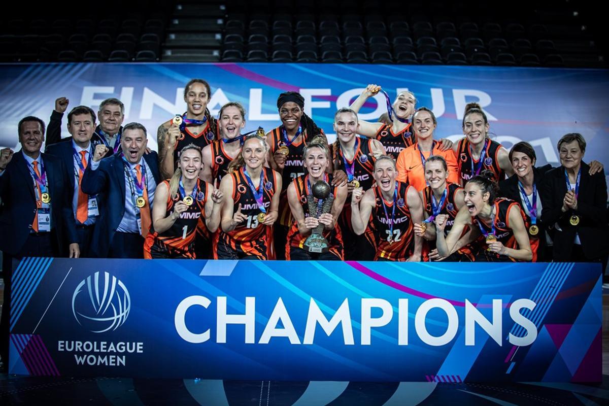 El UMMC Ekaterimburgo, actual campeón de la Euroliga Femenina.