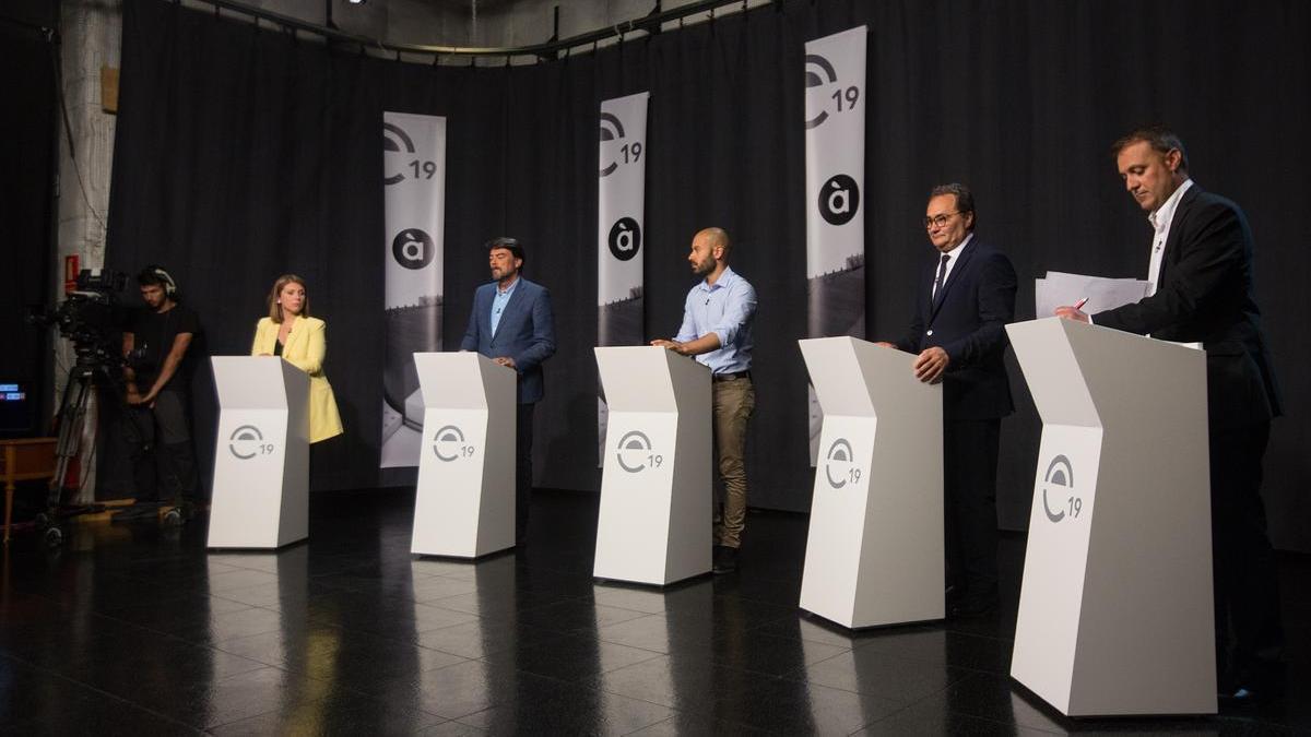 Debate de candidatos a la Alcaldia de Alicante en A Punt, durante las elecciones de 2019