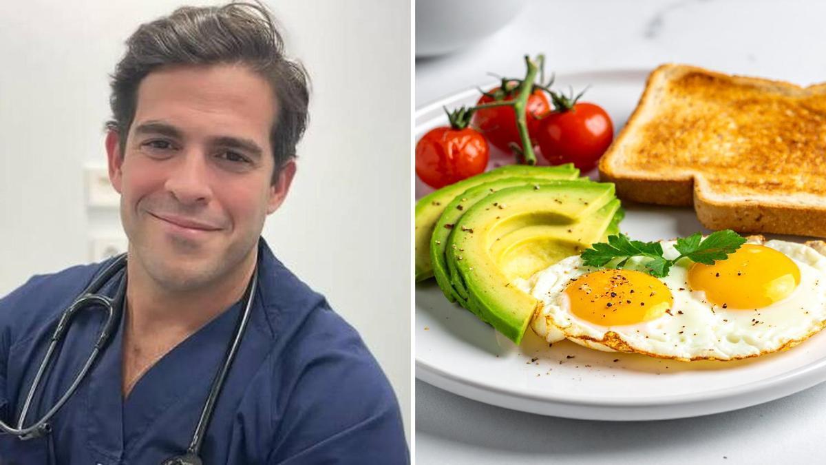 A la izquierda, Aurelio Rojas; a la derecha su propuesta de desayuno saludable