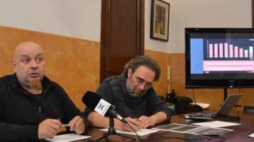 Francesc Ribera i Oriol Camps presentant les dades sobre l&#039;estalvi