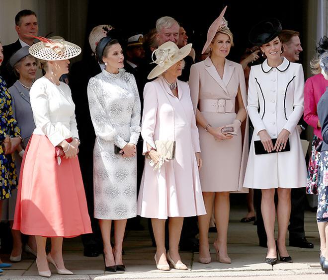 La duquesa de Wessex, Letizia Ortiz, Camilla Parker Bowles, Máxima de Holanda y Kate Middleton el Día de la Orden de la Jarretera