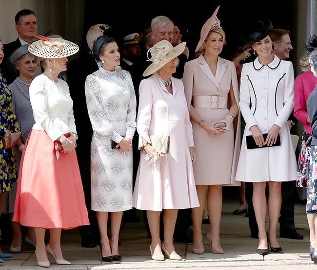 La duquesa de Wessex, Letizia Ortiz, Camilla Parker Bowles, Máxima de Holanda y Kate Middleton el Día de la Orden de la Jarretera