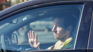 Leo Messi, a la entrada de la Ciutat Esportiva