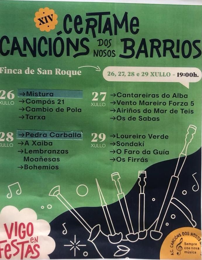 Cartel XIV Certame Cancións Dos Nosos Barrios De Vigo