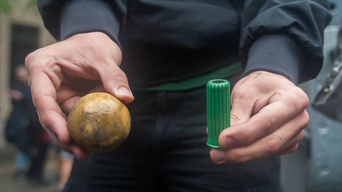 Pelotas de goma que se lanzaron en el colegio Ramon Llull de Barcelona el 1 de octubre.