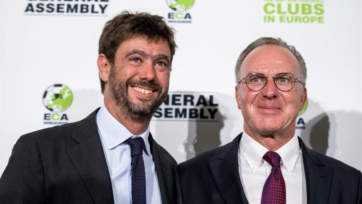 Agnelli (izquierda) sucedió a Rummenigge al frente de la ECA