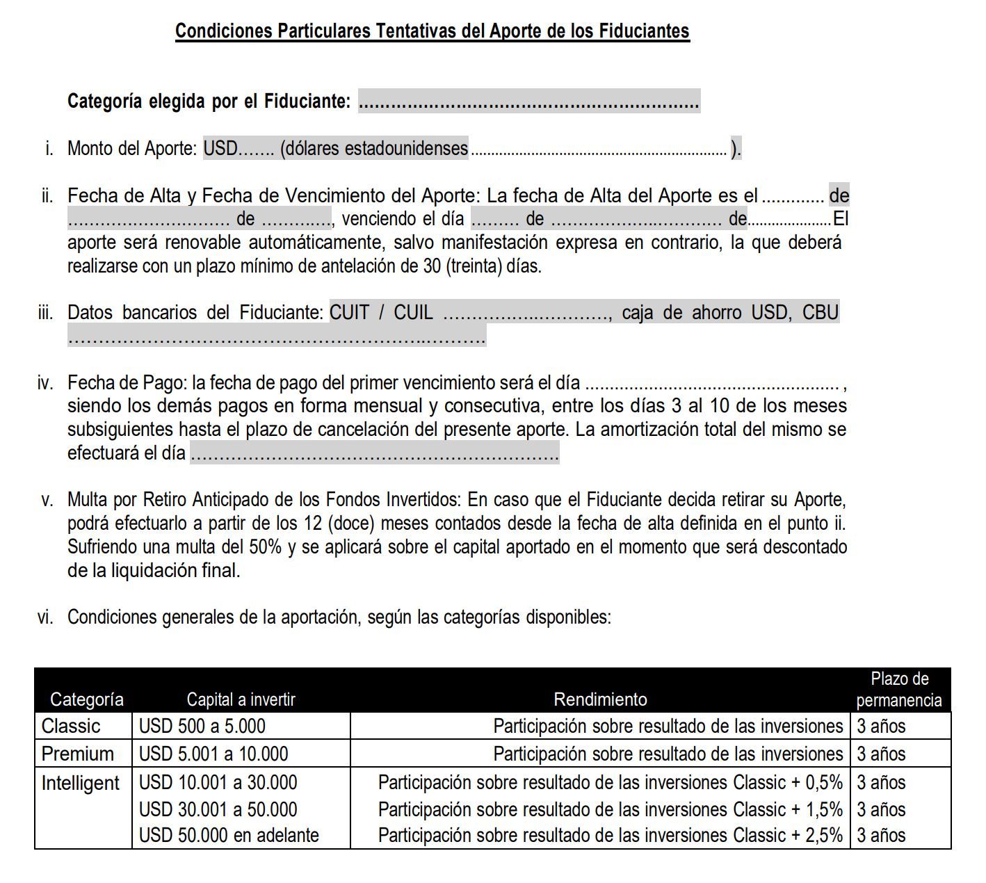 Uno de los apartados del contrato de fideicomiso de Zoe