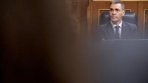 El presidente del Gobierno, Pedro Sánchez, durante un pleno del Congreso de los Diputados. 