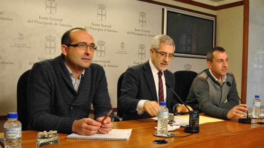 Damián Manzano, Gaspar Llamazares y Ovidio Zapico, ayer, en la Junta General del Principado.