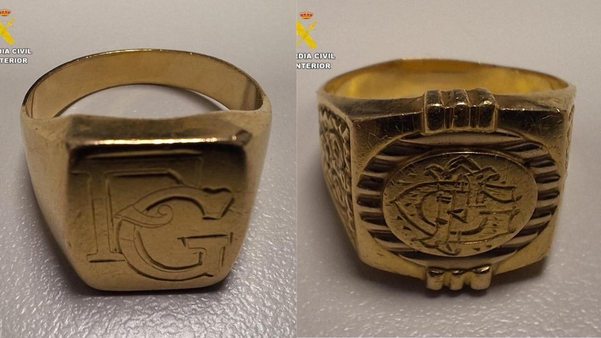 Los dos anillos de oro robados valorados en 1.000 euros