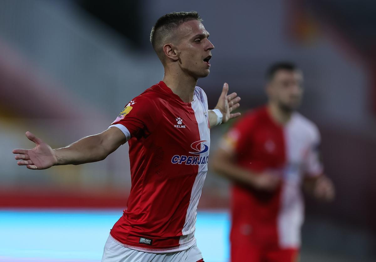 Cumic celebra un gol con la Vojvodina en la 22-23.