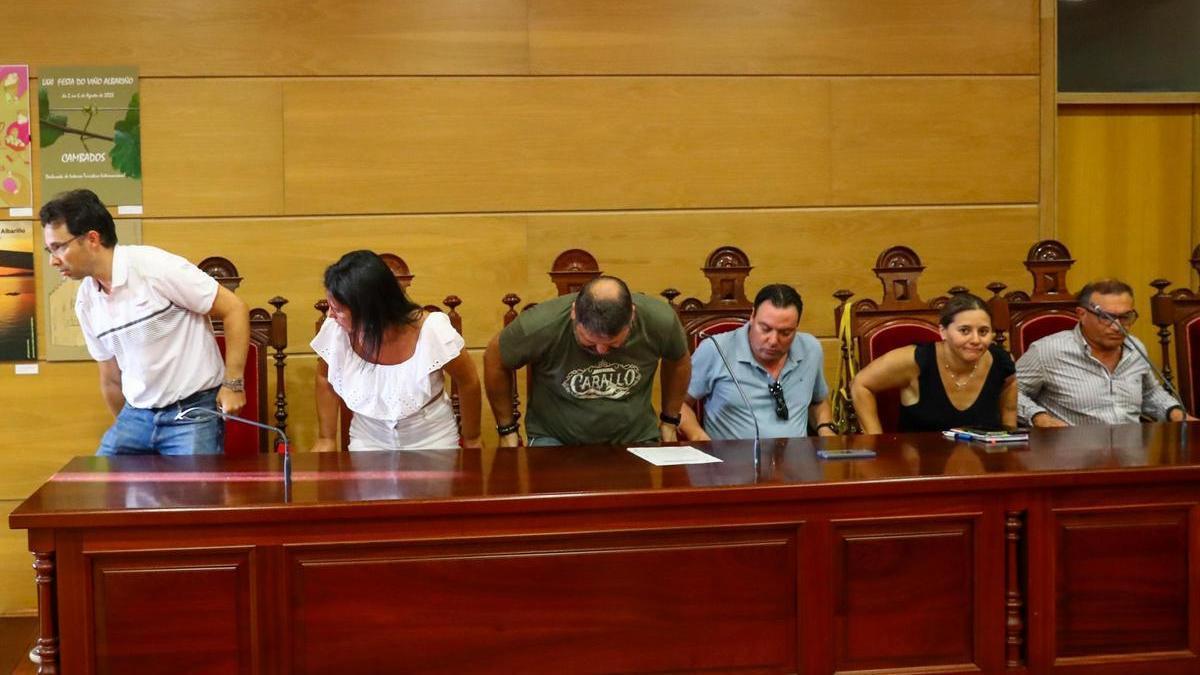Concejales de Pode, BNG, Somos y PSOE en un Pleno anterior.