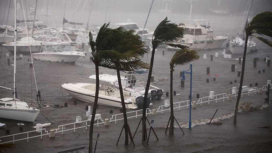 Barcos amarrados a la llegada del huracán &#039;Irma&#039; al sur de Forida.