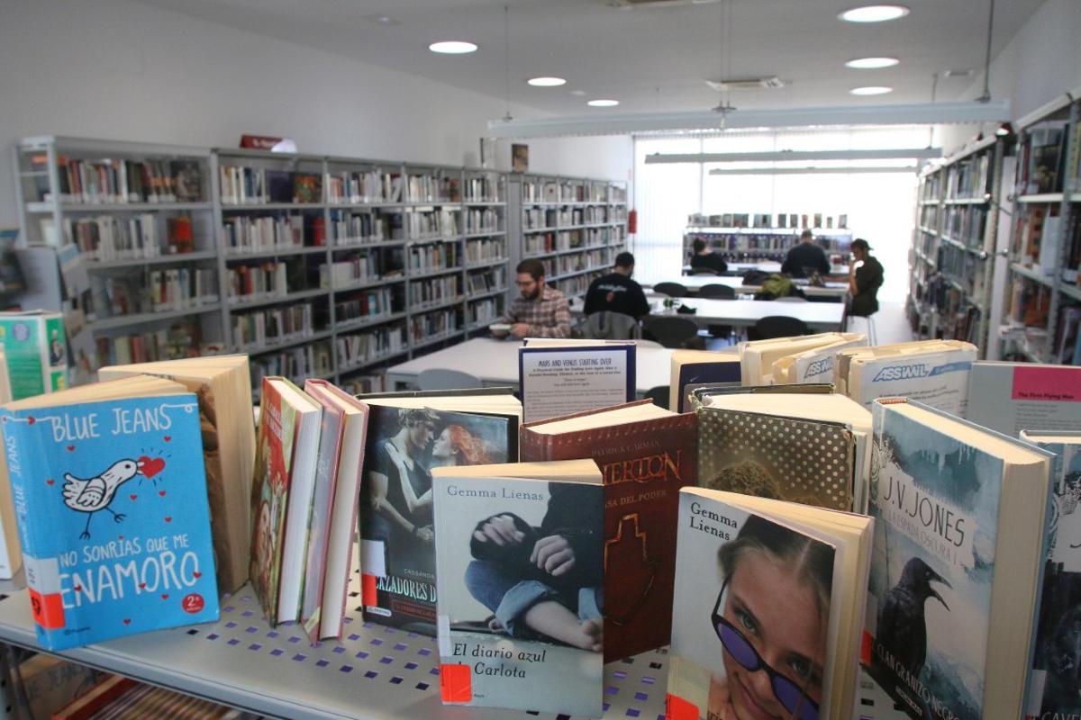 Detalle del interior de la biblioteca de Pedregalejo, en 2018.
