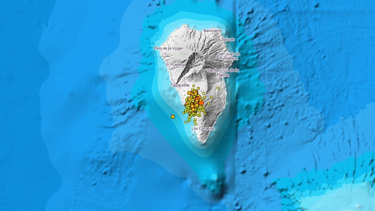 Localización de los últimos seísmos localizados en La Palma