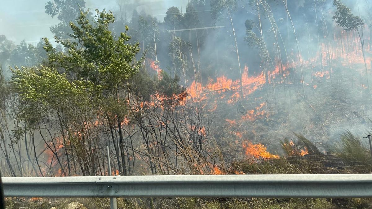 Un incendio cerca la A-52 a su paso por As Neves