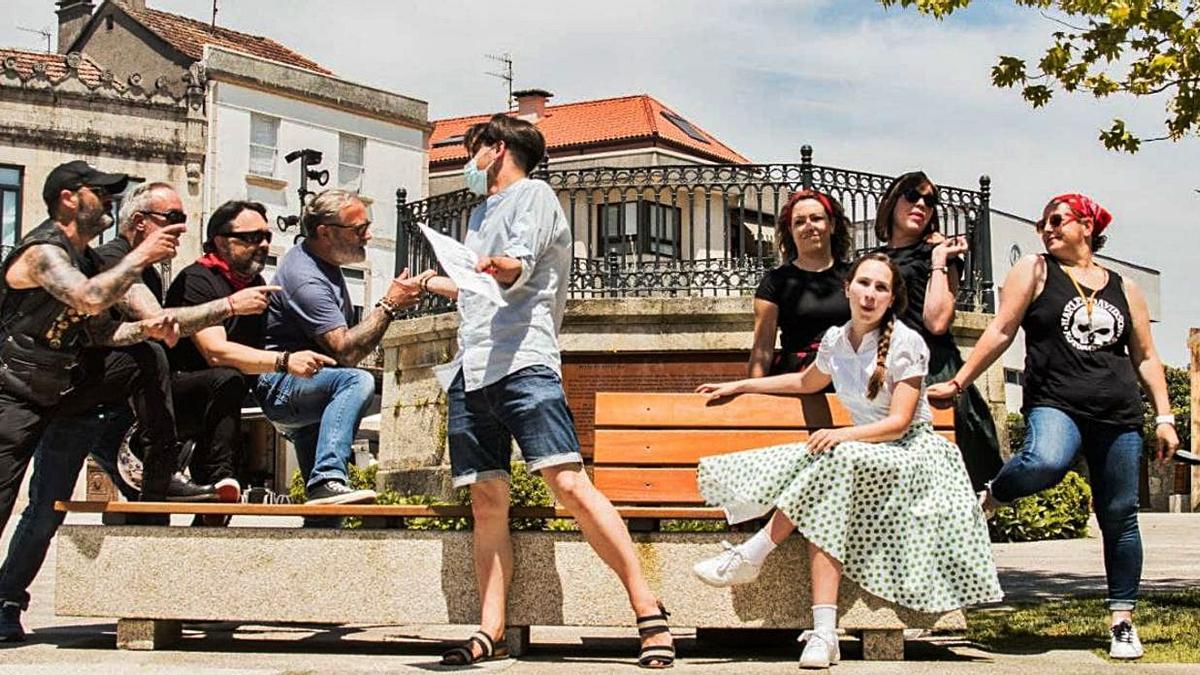 Momento da gravación do vídeoclip “O verán en Gondomar, xa está a piques de comezar”.    | // D.P.