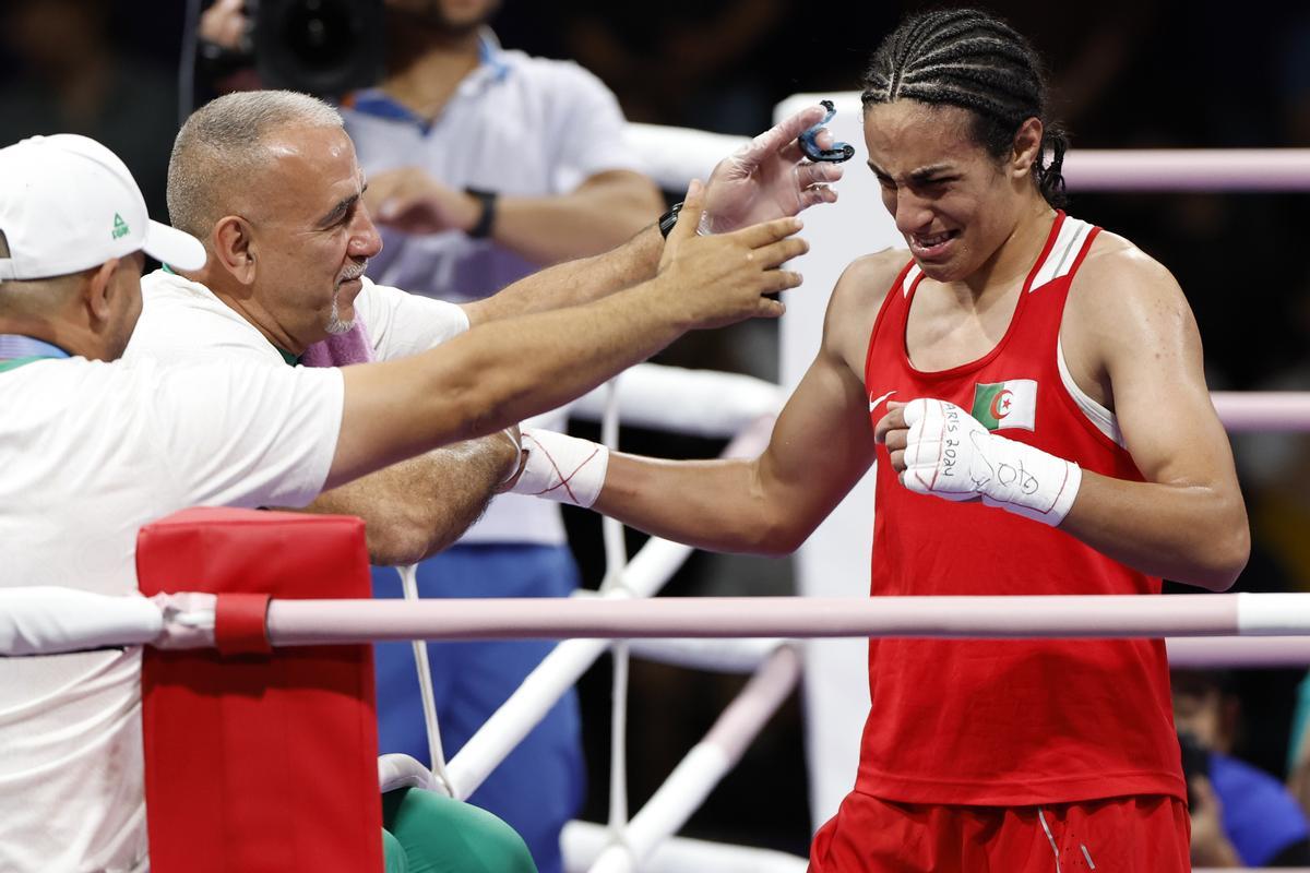 Khelif se emocionó tras su victoria.