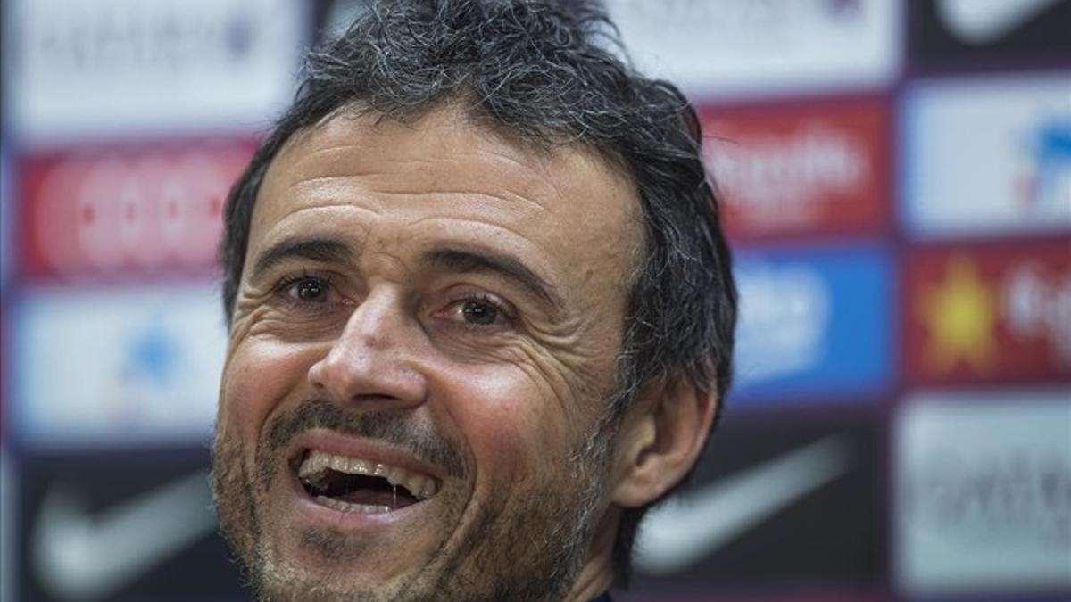 Luis Enrique, durante la rueda de prensa