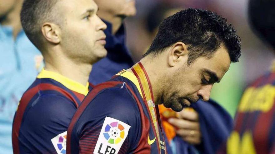 Xavi e Iniesta, en la final de la Copa del Rey del año pasado.