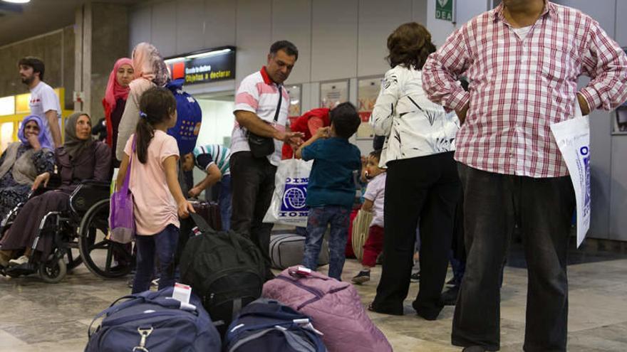 Refugiados sirios en Barajas la semana pasada