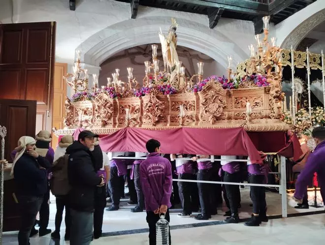 Salida de la procesión del Encuentro en Badajoz