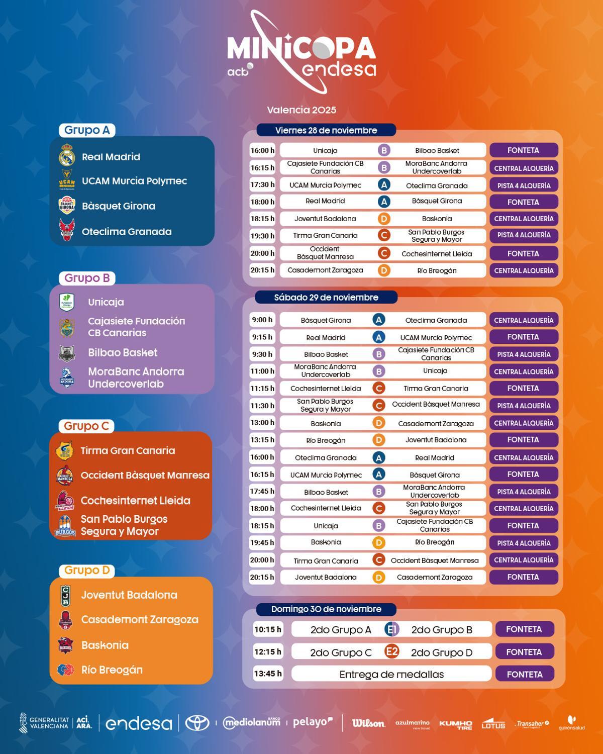 El calendario completo de la fase previa.