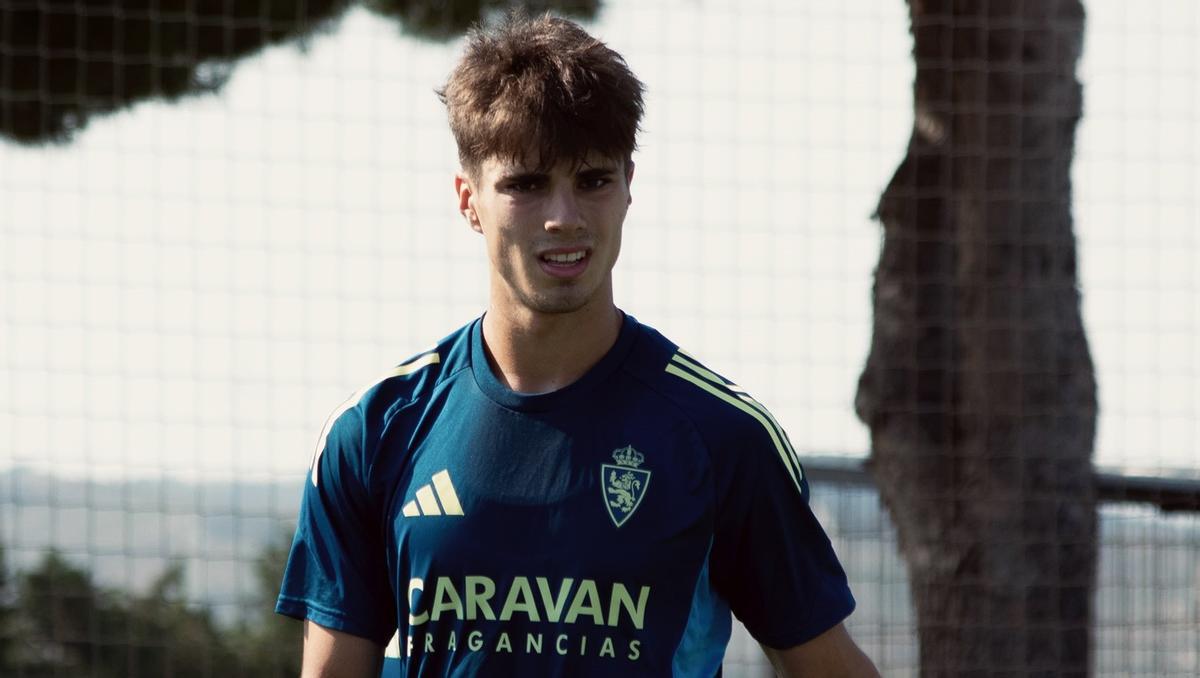 Miguel Conde, en la pretemporada con el filial del Real Zaragoza.