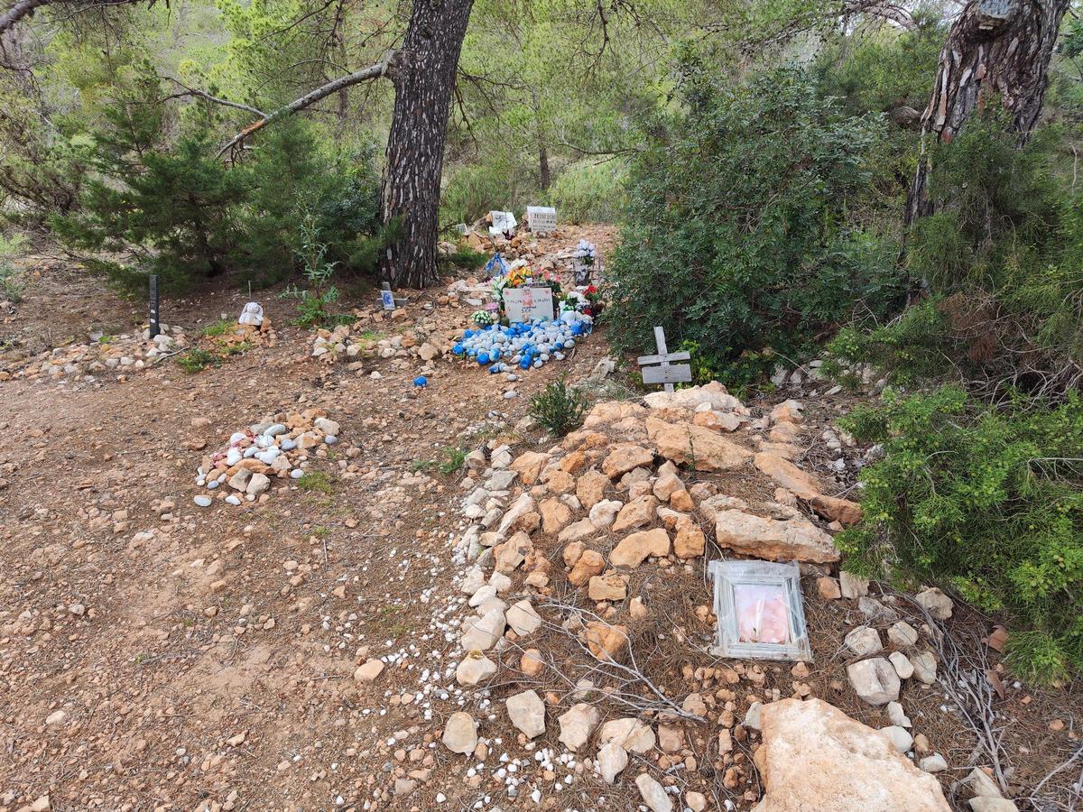 Tumbas en el cementerio ilegal de animales de sa Caleta