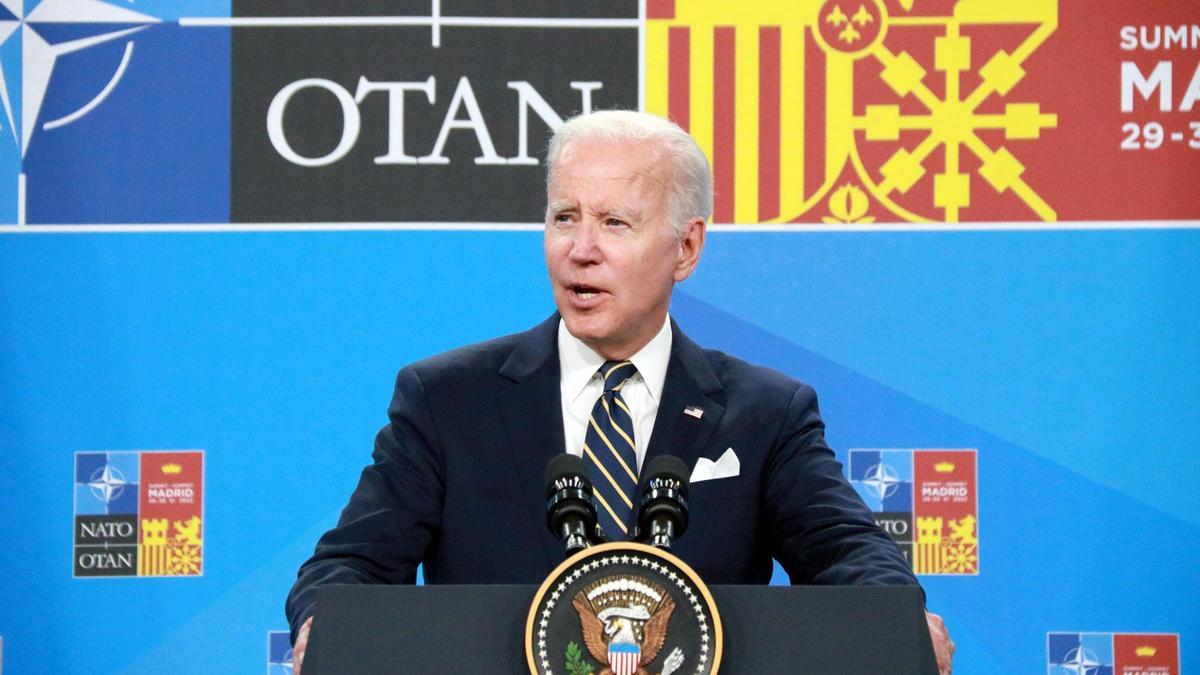 El president dels EUA, Joe Biden, en roda de premsa a la cimera de l'OTAN