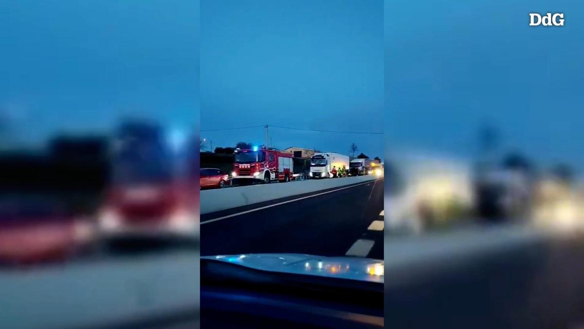 VÍDEO | Un accident múltiple provoca cues a la C-66 a Banyoles