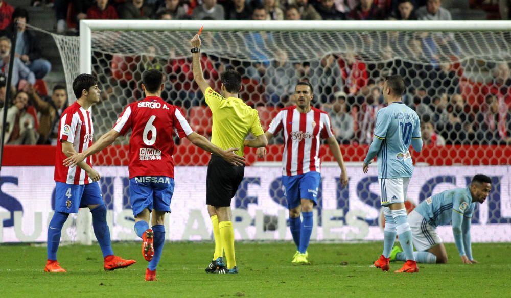 FARO recopila las imágenes del duelo entre gijoneses y vigueses en El Molinón, que terminó con empate (1-1).