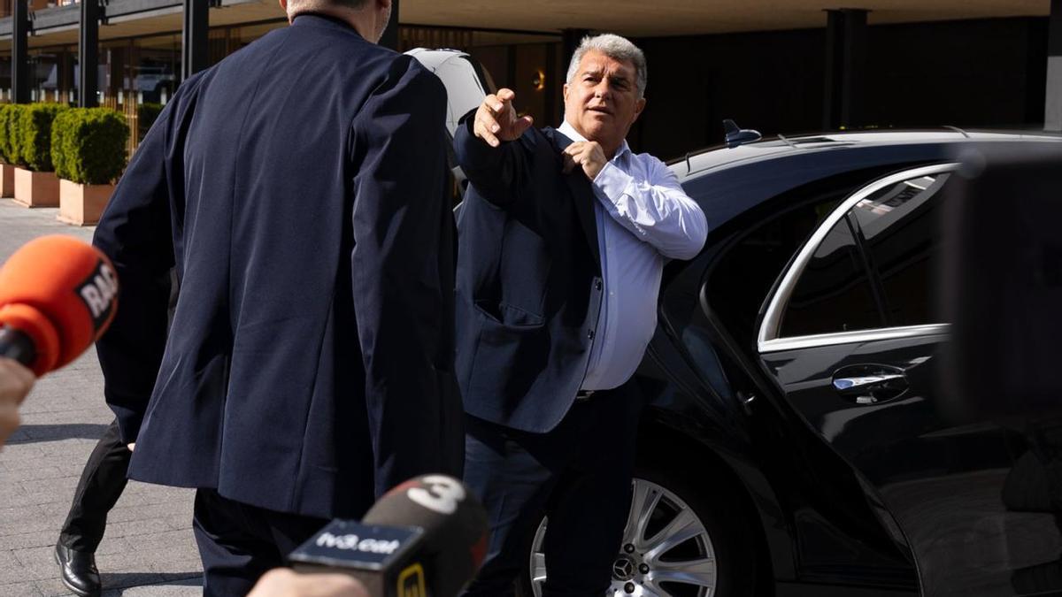 Joan Laporta, en su llegada a Bilbao