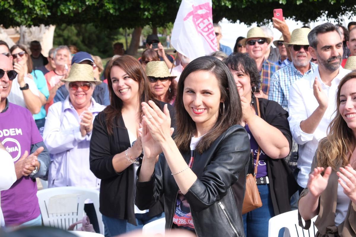 La ministra Ione Belarra durante el mitin celebrado en Alicante.