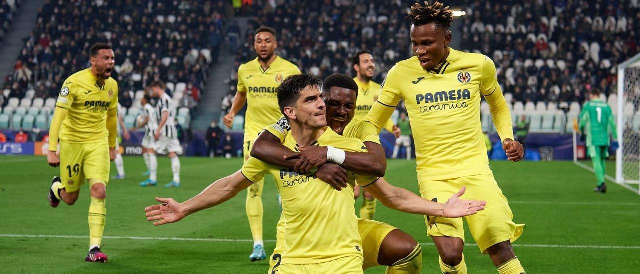 Gerard Moreno celebra con efusividad el tanto que encarrilaba el pase a cuartos de final de la Liga de Campeones del Villarreal ante la Juventus.