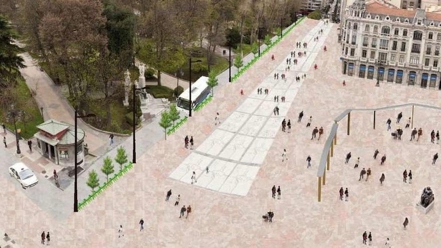 La plaza de la Escandalera, en una infografía del proyecto de peatonalización de la calle Uría del año 2010.