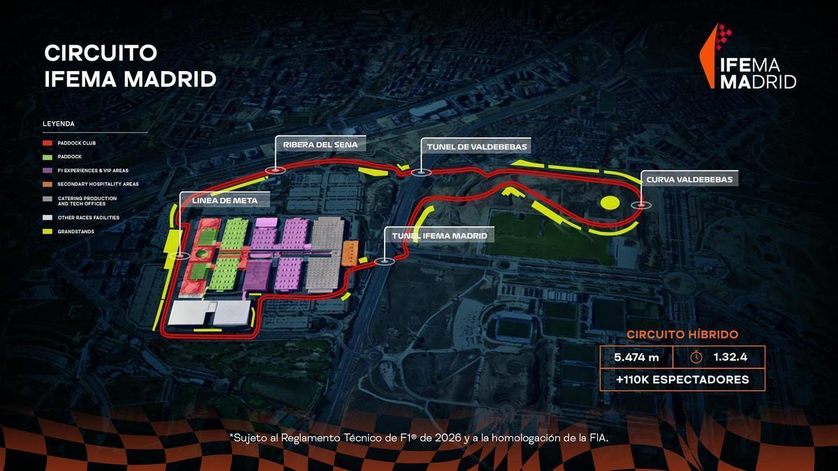 Infografía del futuro trazado del Gran Premio de Madrid de Fórmula 1.