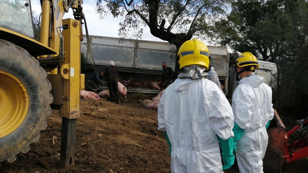 El camió accidentat a Masarac