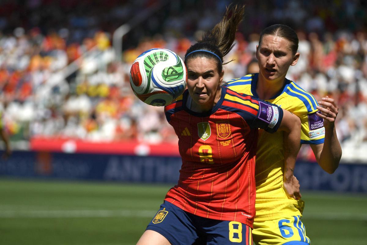 Partido de clasificación para la Copa Mundial Femenino entre España y Ucrania, en imagenes.