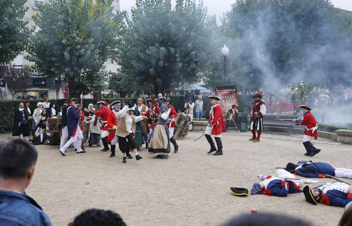 Representacíon do vivido na Batalla de Rande, hai máis de tres séculos, en Redondela.  | // ALBA VILLAR.