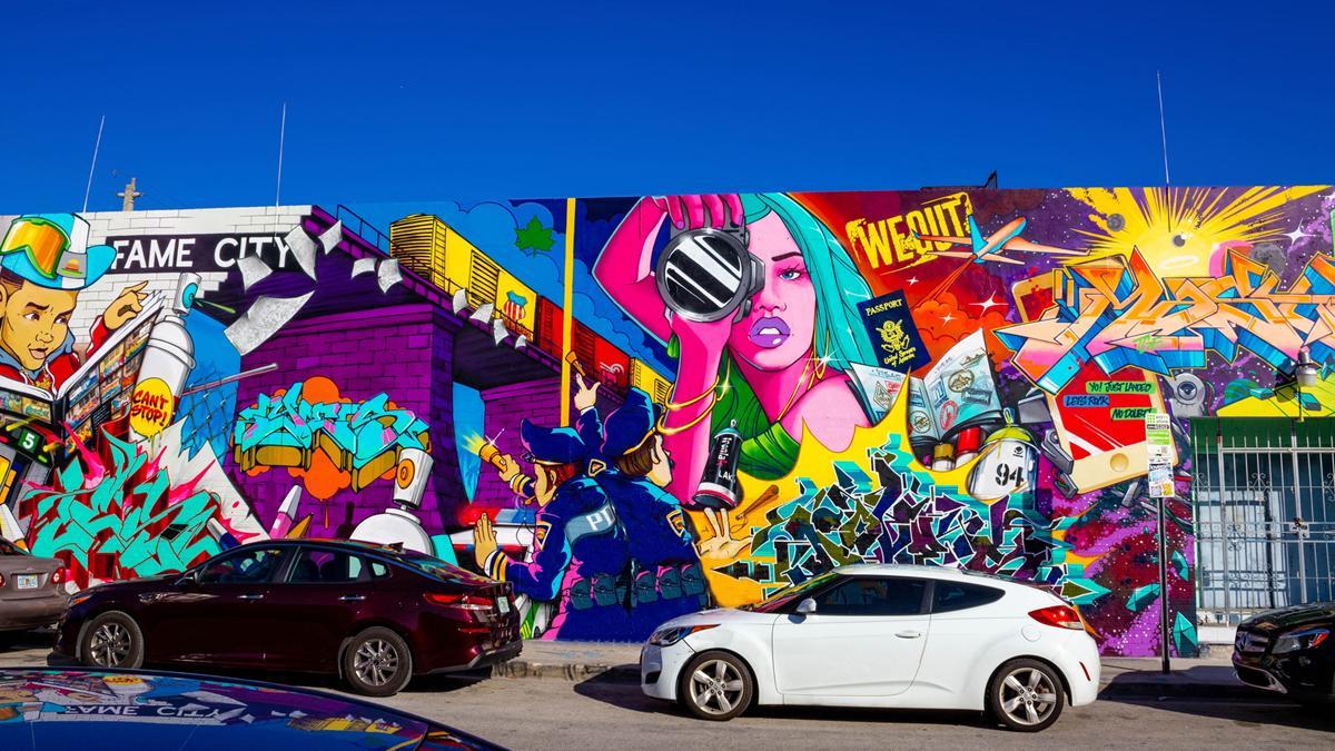Un mural en el barrio de Wynwood Walls en Miami.