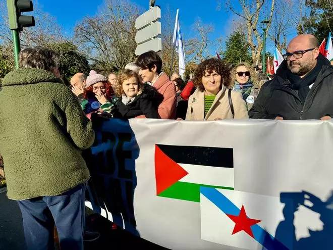 Manifestación en Santiago bajo el lema 'Paremos o Xenocidio. Galiza con Palestina'