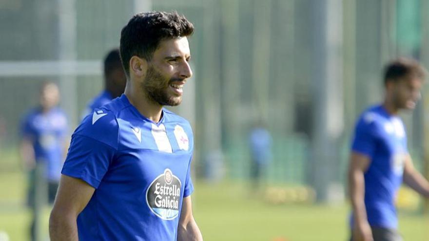 Bóveda, durante un entrenamiento en Abegondo.