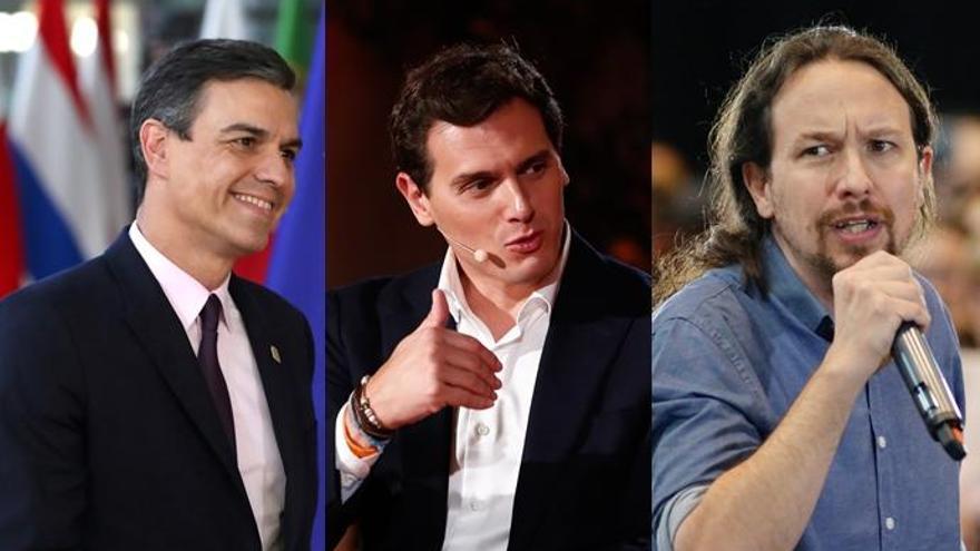 Pedro Sánchez, Albert Rivera y Pablo Iglesias.