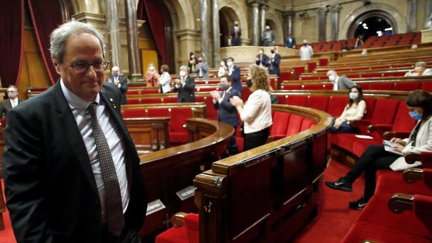 Torra abandona l&#039;hemicicle després de la seva intervenció, ahir |