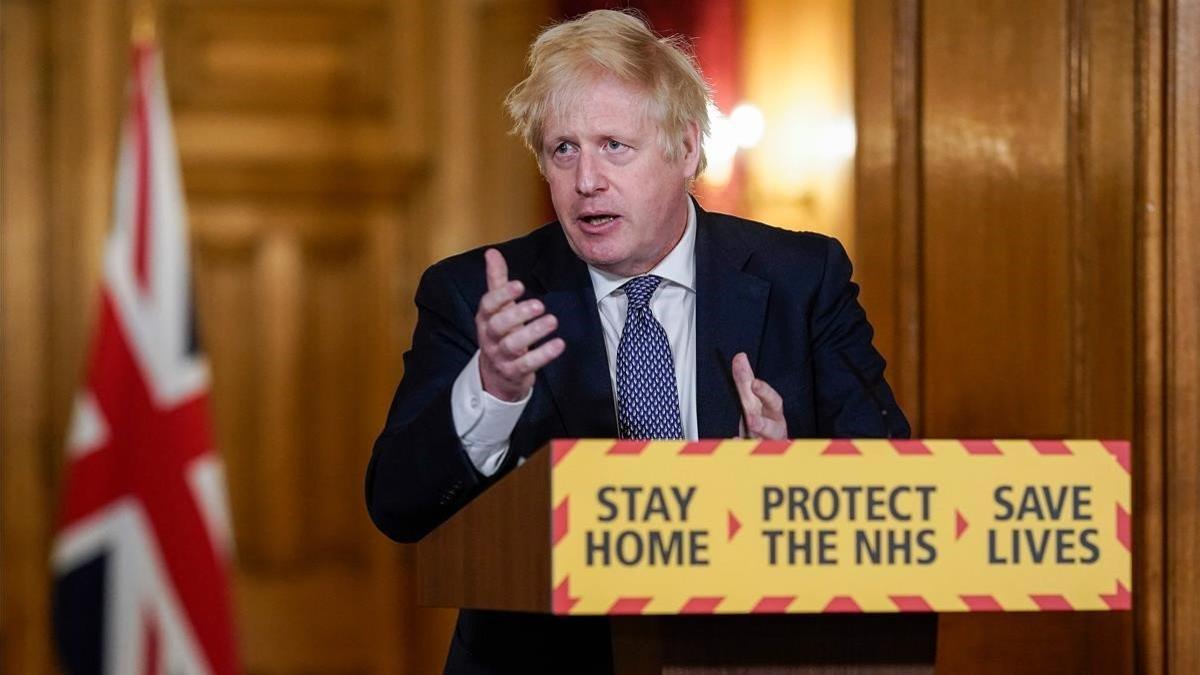 El primer ministro británico, Boris Johnson, durante comparecencia de este jueves.