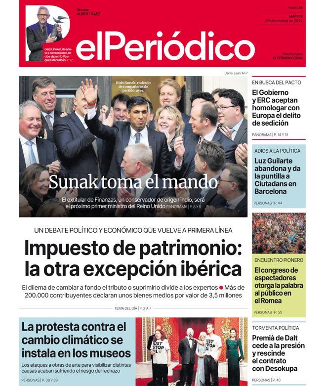 La portada d’EL PERIÓDICO del 25 d’octubre del 2022