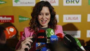 Isabel Díaz Ayuso ayer en la VIII edición de los Premios de la Asociación de la Prensa Deportiva de Madrid (APDM)